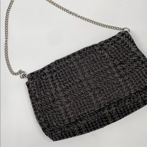 LOFT houndstooth gray black shoulder bag NWT